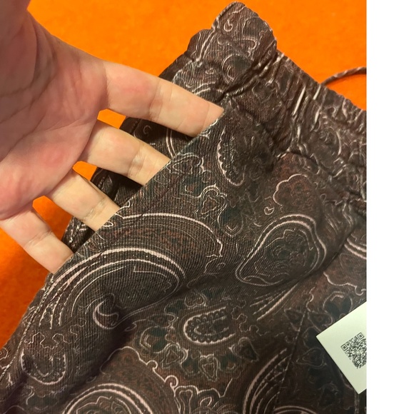 Zara burgundy and brown paisley high rise pajama style pants NWT - Picture 8 of 10